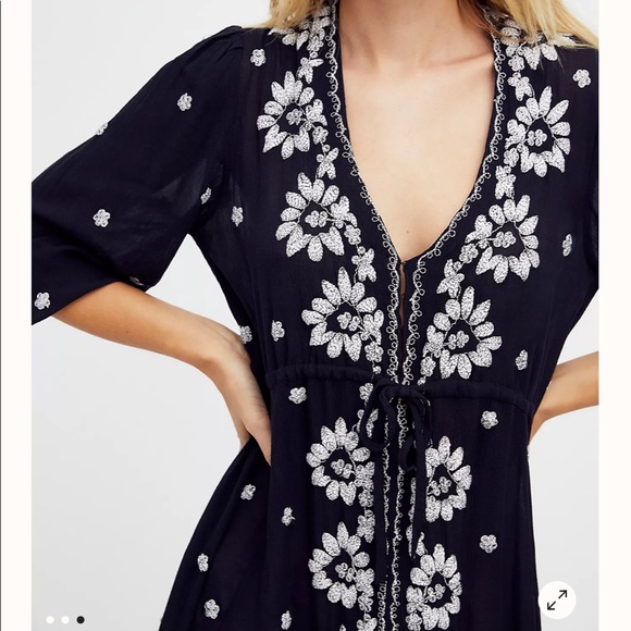 NWOT- Free People Embroidered Fable Midi Dress - Picture 2 of 7